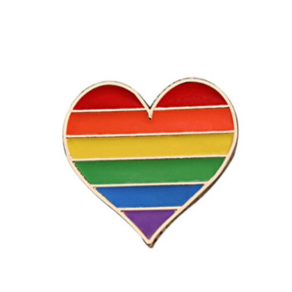 Heart Shape Rainbow Flag Brooch - Picture 1 of 2